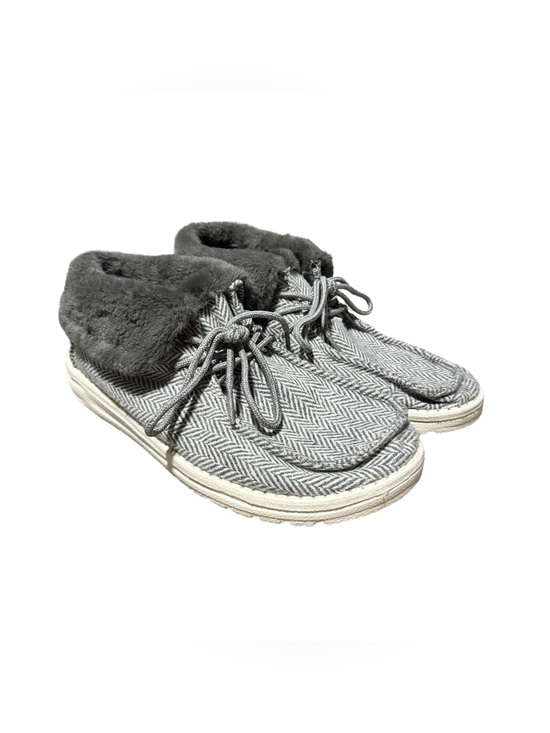 Hey Dude Shoes - Hey Dude Britt Gray Faux Fur Lined Comfort Bootie Women's US Ankle Shoes Size 8